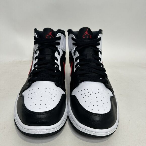 nike air jordan 1 mid shoes black white chile red